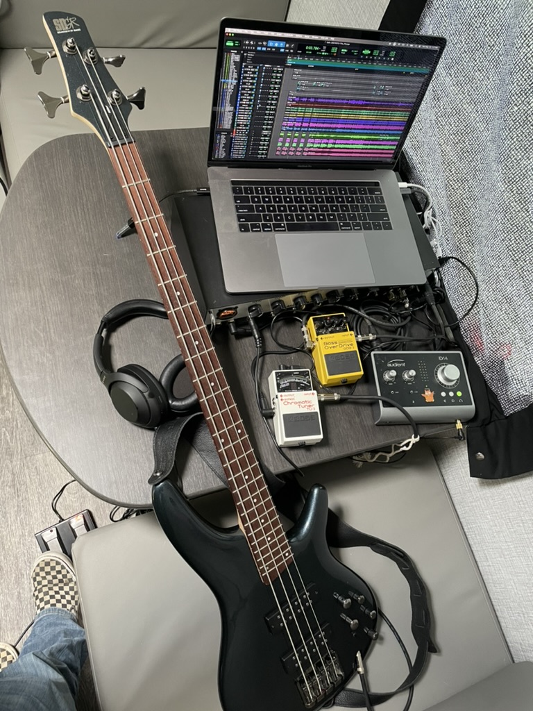 Roger recording on the road